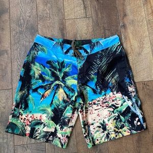 Y2K Men’s 1960’s beach scene board shorts